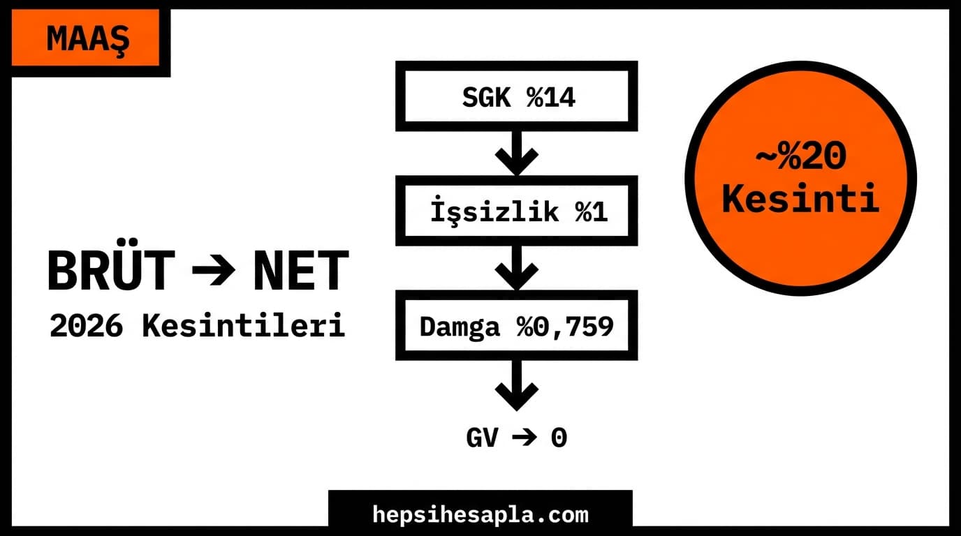 Brüt Net Maaş Hesaplama 2026: Formül, Kesintiler ve Örnekler