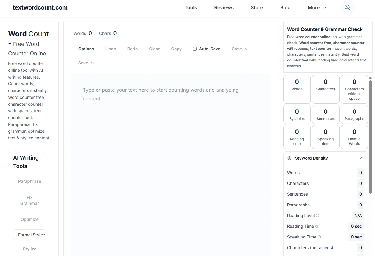 textwordcount.com ekran görüntüsü