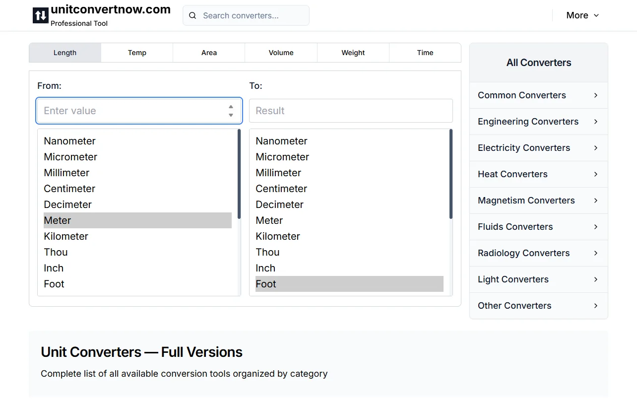 unitconvertnow.com ekran görüntüsü